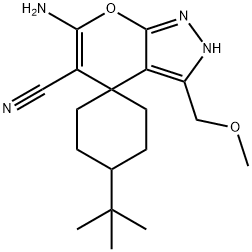 354556-77-7 6-amino-1'-tert-butyl-3-(methoxymethyl)-2,4-dihydrospiro(pyrano[2,3-c]pyrazole-4,4'-cyclohexane)-5-carbonitrile