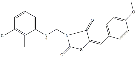 3-[(3-chloro-2-methylanilino)methyl]-5-(4-methoxybenzylidene)-1,3-thiazolidine-2,4-dione,354556-89-1,结构式