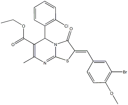 ethyl 2-(3-bromo-4-methoxybenzylidene)-5-(2-chlorophenyl)-7-methyl-3-oxo-2,3-dihydro-5H-[1,3]thiazolo[3,2-a]pyrimidine-6-carboxylate Struktur