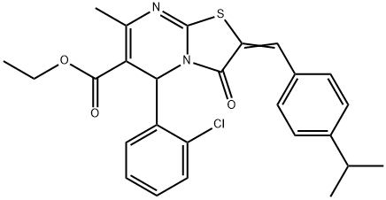 ethyl 5-(2-chlorophenyl)-2-(4-isopropylbenzylidene)-7-methyl-3-oxo-2,3-dihydro-5H-[1,3]thiazolo[3,2-a]pyrimidine-6-carboxylate 结构式