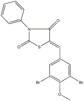 5-(3,5-dibromo-4-methoxybenzylidene)-3-phenyl-1,3-thiazolidine-2,4-dione Struktur