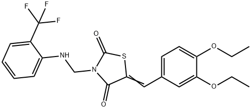 5-(3,4-diethoxybenzylidene)-3-{[2-(trifluoromethyl)anilino]methyl}-1,3-thiazolidine-2,4-dione Struktur