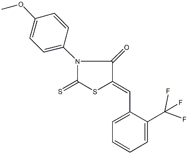 3-(4-methoxyphenyl)-2-thioxo-5-[2-(trifluoromethyl)benzylidene]-1,3-thiazolidin-4-one 结构式