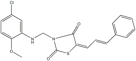 3-[(5-chloro-2-methoxyanilino)methyl]-5-(3-phenyl-2-propenylidene)-1,3-thiazolidine-2,4-dione 化学構造式