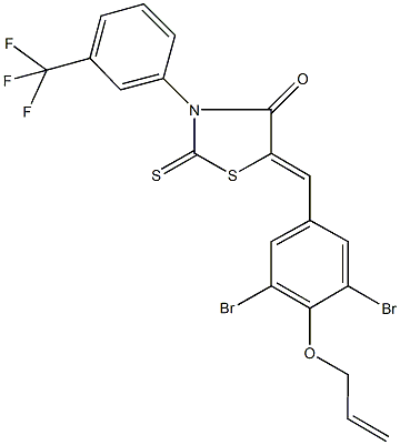 5-[4-(allyloxy)-3,5-dibromobenzylidene]-2-thioxo-3-[3-(trifluoromethyl)phenyl]-1,3-thiazolidin-4-one Structure