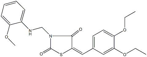 5-(3,4-diethoxybenzylidene)-3-[(2-methoxyanilino)methyl]-1,3-thiazolidine-2,4-dione,354559-62-9,结构式