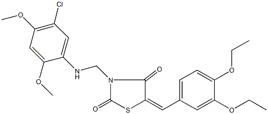3-[(5-chloro-2,4-dimethoxyanilino)methyl]-5-(3,4-diethoxybenzylidene)-1,3-thiazolidine-2,4-dione,354559-65-2,结构式