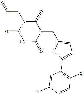 1-allyl-5-{[5-(2,5-dichlorophenyl)-2-furyl]methylene}-2,4,6(1H,3H,5H)-pyrimidinetrione 化学構造式