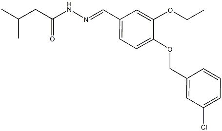 N'-{4-[(3-chlorobenzyl)oxy]-3-ethoxybenzylidene}-3-methylbutanohydrazide 结构式