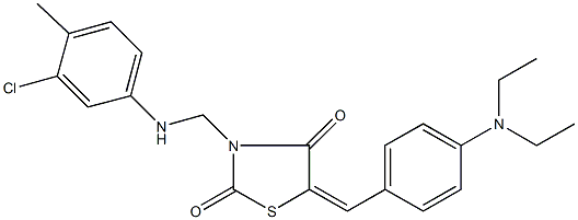 3-[(3-chloro-4-methylanilino)methyl]-5-[4-(diethylamino)benzylidene]-1,3-thiazolidine-2,4-dione 结构式