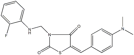 5-[4-(dimethylamino)benzylidene]-3-[(2-fluoroanilino)methyl]-1,3-thiazolidine-2,4-dione,354560-77-3,结构式