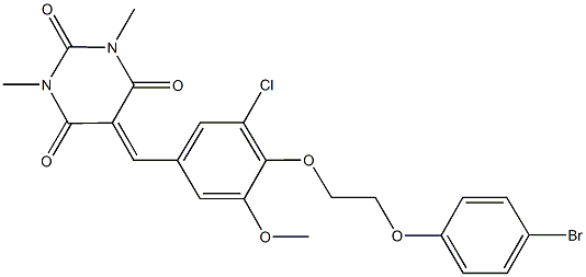 5-{4-[2-(4-bromophenoxy)ethoxy]-3-chloro-5-methoxybenzylidene}-1,3-dimethyl-2,4,6(1H,3H,5H)-pyrimidinetrione Struktur