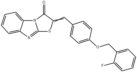2-{4-[(2-fluorobenzyl)oxy]benzylidene}[1,3]thiazolo[3,2-a]benzimidazol-3(2H)-one 化学構造式