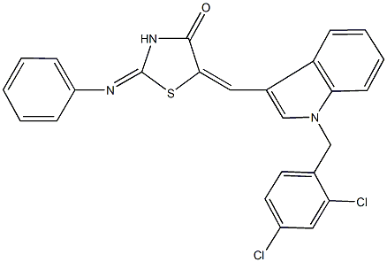 5-{[1-(2,4-dichlorobenzyl)-1H-indol-3-yl]methylene}-2-(phenylimino)-1,3-thiazolidin-4-one Struktur