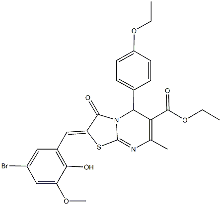 ethyl 2-(5-bromo-2-hydroxy-3-methoxybenzylidene)-5-(4-ethoxyphenyl)-7-methyl-3-oxo-2,3-dihydro-5H-[1,3]thiazolo[3,2-a]pyrimidine-6-carboxylate Structure