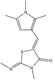 3-methyl-2-(methylimino)-5-[(1,2,5-trimethyl-1H-pyrrol-3-yl)methylene]-1,3-thiazolidin-4-one 化学構造式