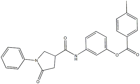 3-{[(5-oxo-1-phenyl-3-pyrrolidinyl)carbonyl]amino}phenyl 4-methylbenzoate 结构式