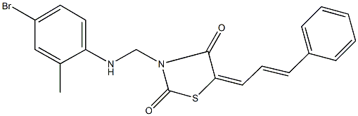 3-[(4-bromo-2-methylanilino)methyl]-5-(3-phenyl-2-propenylidene)-1,3-thiazolidine-2,4-dione 化学構造式