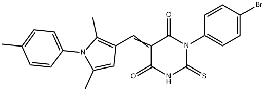 1-(4-bromophenyl)-5-{[2,5-dimethyl-1-(4-methylphenyl)-1H-pyrrol-3-yl]methylene}-2-thioxodihydro-4,6(1H,5H)-pyrimidinedione Struktur