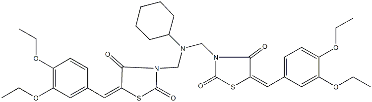 3-[(cyclohexyl{[5-(3,4-diethoxybenzylidene)-2,4-dioxo-1,3-thiazolidin-3-yl]methyl}amino)methyl]-5-(3,4-diethoxybenzylidene)-1,3-thiazolidine-2,4-dione Structure