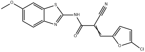 3-(5-chloro-2-furyl)-2-cyano-N-(6-methoxy-1,3-benzothiazol-2-yl)acrylamide 结构式