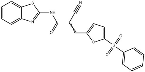 N-(1,3-benzothiazol-2-yl)-2-cyano-3-[5-(phenylsulfonyl)-2-furyl]acrylamide Struktur