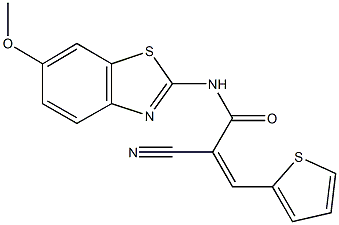 2-cyano-N-(6-methoxy-1,3-benzothiazol-2-yl)-3-(2-thienyl)acrylamide,354562-27-9,结构式