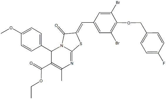 ethyl 2-{3,5-dibromo-4-[(4-fluorobenzyl)oxy]benzylidene}-5-(4-methoxyphenyl)-7-methyl-3-oxo-2,3-dihydro-5H-[1,3]thiazolo[3,2-a]pyrimidine-6-carboxylate|