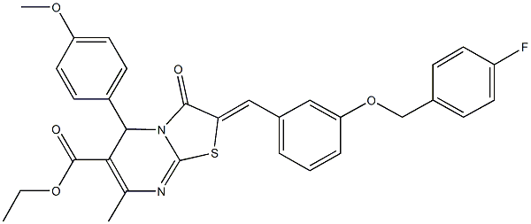 ethyl 2-{3-[(4-fluorobenzyl)oxy]benzylidene}-5-(4-methoxyphenyl)-7-methyl-3-oxo-2,3-dihydro-5H-[1,3]thiazolo[3,2-a]pyrimidine-6-carboxylate Structure