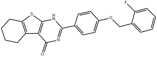 2-{4-[(2-fluorobenzyl)oxy]phenyl}-5,6,7,8-tetrahydro[1]benzothieno[2,3-d]pyrimidin-4(3H)-one 化学構造式