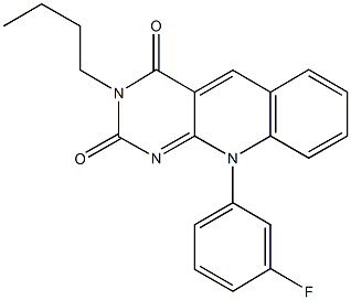 3-butyl-10-(3-fluorophenyl)pyrimido[4,5-b]quinoline-2,4(3H,10H)-dione Struktur