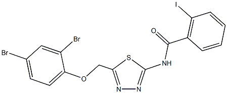 N-{5-[(2,4-dibromophenoxy)methyl]-1,3,4-thiadiazol-2-yl}-2-iodobenzamide Struktur
