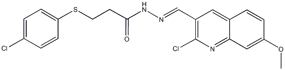 N'-[(2-chloro-7-methoxy-3-quinolinyl)methylene]-3-[(4-chlorophenyl)sulfanyl]propanohydrazide 结构式