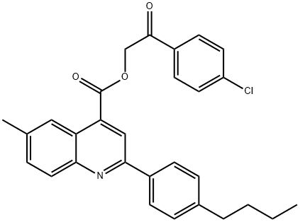 2-(4-chlorophenyl)-2-oxoethyl 2-(4-butylphenyl)-6-methyl-4-quinolinecarboxylate 化学構造式
