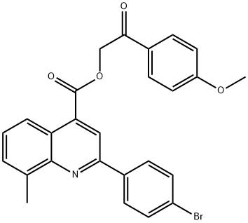 2-(4-methoxyphenyl)-2-oxoethyl 2-(4-bromophenyl)-8-methyl-4-quinolinecarboxylate Struktur