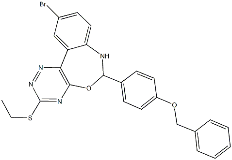 6-[4-(benzyloxy)phenyl]-10-bromo-3-(ethylsulfanyl)-6,7-dihydro[1,2,4]triazino[5,6-d][3,1]benzoxazepine Structure