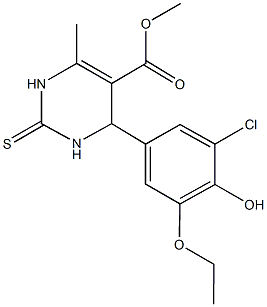 methyl 4-(3-chloro-5-ethoxy-4-hydroxyphenyl)-6-methyl-2-thioxo-1,2,3,4-tetrahydro-5-pyrimidinecarboxylate 化学構造式