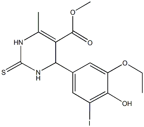 methyl 4-(3-ethoxy-4-hydroxy-5-iodophenyl)-6-methyl-2-thioxo-1,2,3,4-tetrahydro-5-pyrimidinecarboxylate Structure