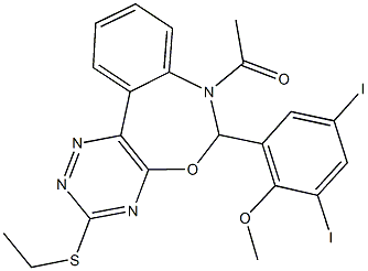 354776-01-5 7-acetyl-6-(3,5-diiodo-2-methoxyphenyl)-3-(ethylsulfanyl)-6,7-dihydro[1,2,4]triazino[5,6-d][3,1]benzoxazepine