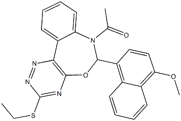 4-[7-acetyl-3-(ethylsulfanyl)-6,7-dihydro[1,2,4]triazino[5,6-d][3,1]benzoxazepin-6-yl]-1-naphthyl methyl ether Structure