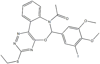 7-acetyl-3-(ethylsulfanyl)-6-(3-iodo-4,5-dimethoxyphenyl)-6,7-dihydro[1,2,4]triazino[5,6-d][3,1]benzoxazepine Structure