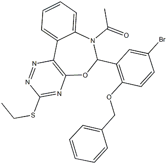 7-acetyl-6-[2-(benzyloxy)-5-bromophenyl]-3-(ethylsulfanyl)-6,7-dihydro[1,2,4]triazino[5,6-d][3,1]benzoxazepine 结构式