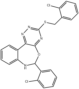 2-chlorobenzyl 6-(2-chlorophenyl)-6,7-dihydro[1,2,4]triazino[5,6-d][3,1]benzoxazepin-3-yl sulfide 化学構造式