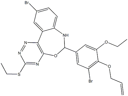 6-[4-(allyloxy)-3-bromo-5-ethoxyphenyl]-10-bromo-3-(ethylsulfanyl)-6,7-dihydro[1,2,4]triazino[5,6-d][3,1]benzoxazepine Struktur