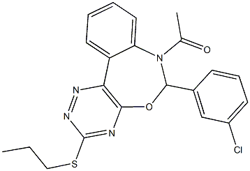 7-acetyl-6-(3-chlorophenyl)-6,7-dihydro[1,2,4]triazino[5,6-d][3,1]benzoxazepin-3-yl propyl sulfide Structure