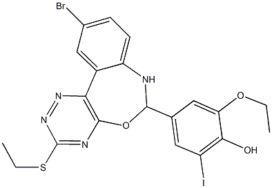 4-[10-bromo-3-(ethylsulfanyl)-6,7-dihydro[1,2,4]triazino[5,6-d][3,1]benzoxazepin-6-yl]-2-ethoxy-6-iodophenol Structure