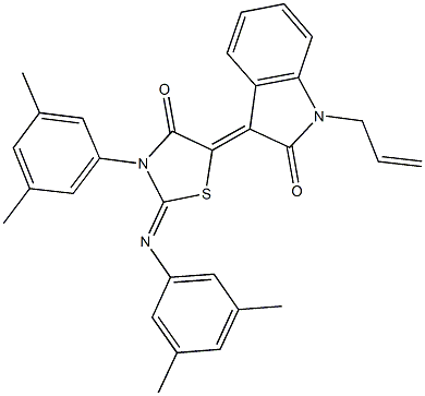1-allyl-3-{3-(3,5-dimethylphenyl)-2-[(3,5-dimethylphenyl)imino]-4-oxo-1,3-thiazolidin-5-ylidene}-1,3-dihydro-2H-indol-2-one Structure
