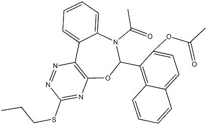 1-[7-acetyl-3-(propylsulfanyl)-6,7-dihydro[1,2,4]triazino[5,6-d][3,1]benzoxazepin-6-yl]-2-naphthyl acetate,354777-76-7,结构式