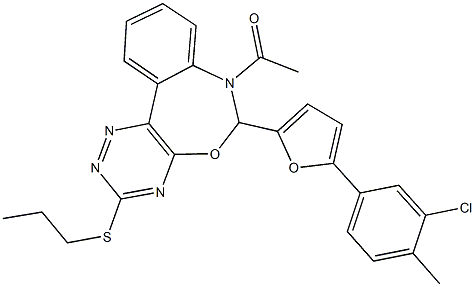 7-acetyl-6-[5-(3-chloro-4-methylphenyl)-2-furyl]-3-(propylsulfanyl)-6,7-dihydro[1,2,4]triazino[5,6-d][3,1]benzoxazepine Structure