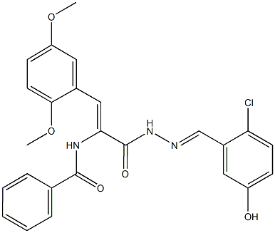 N-[1-{[2-(2-chloro-5-hydroxybenzylidene)hydrazino]carbonyl}-2-(2,5-dimethoxyphenyl)vinyl]benzamide 结构式